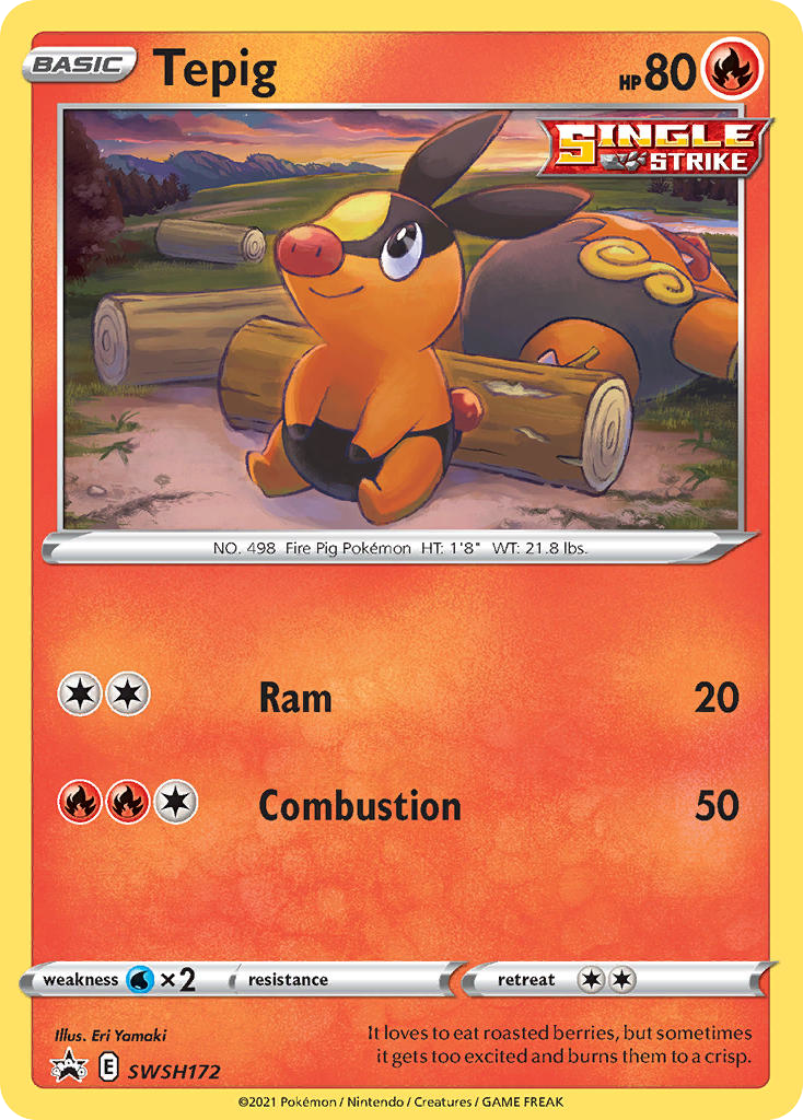 Tepig SWSH172 Promo card from SWSH Black Star Promos