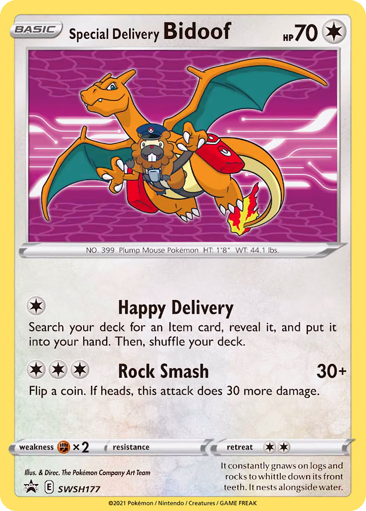 Special Delivery Bidoof SWSH177 Promo card from SWSH Black Star Promos