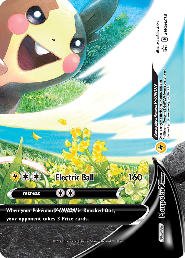Morpeko V-UNION SWSH218 Promo card from SWSH Black Star Promos