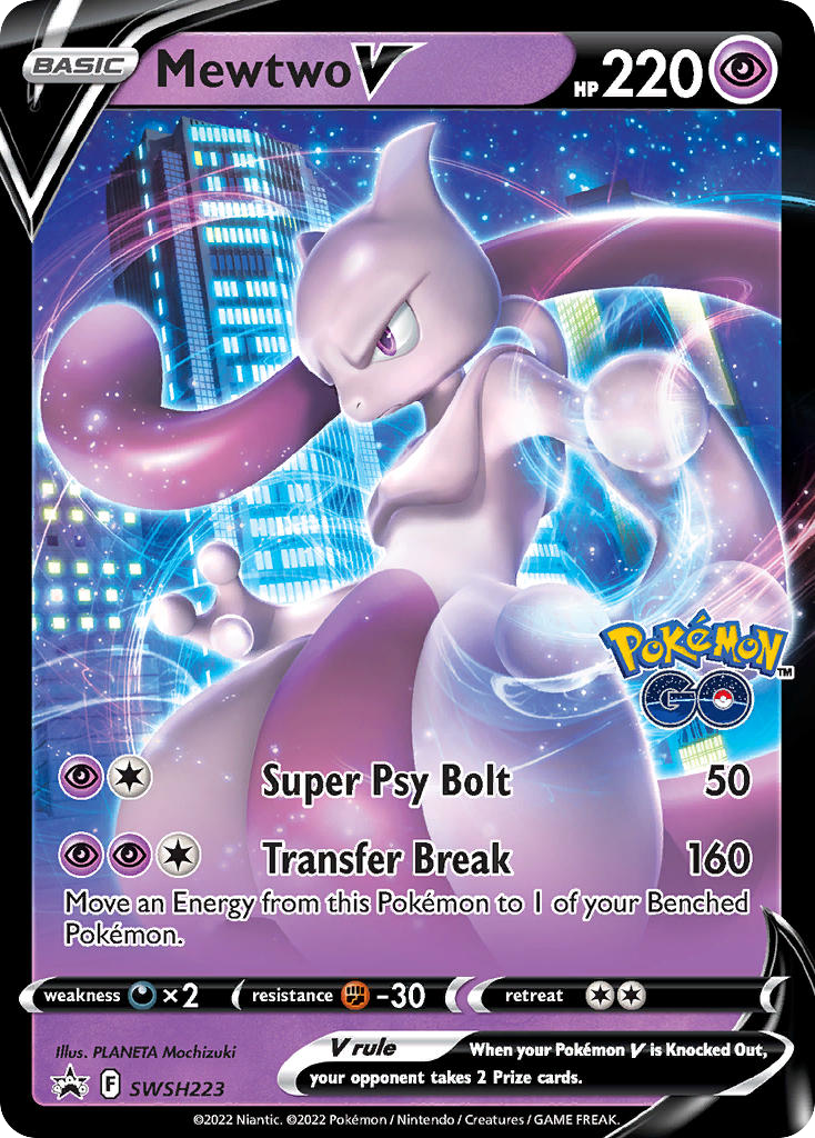 Mewtwo V SWSH223 Promo card from SWSH Black Star Promos