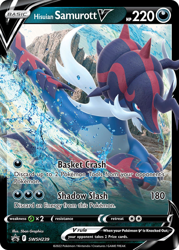 Hisuian Samurott V SWSH239 Promo card from SWSH Black Star Promos