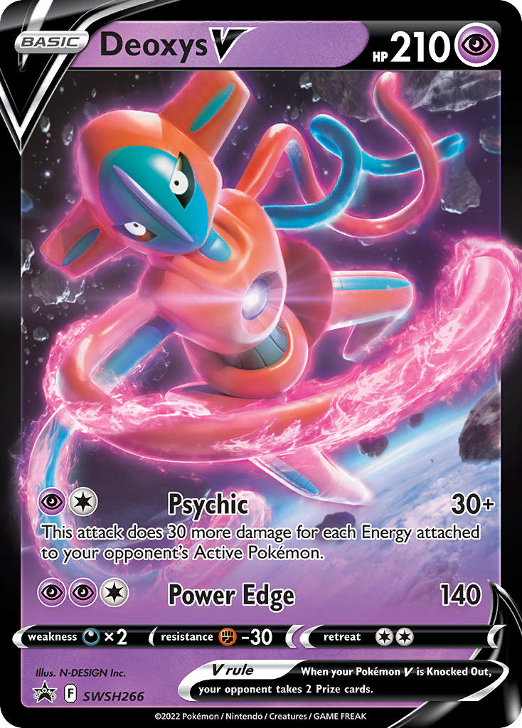 Deoxys V SWSH266 Promo card from SWSH Black Star Promos