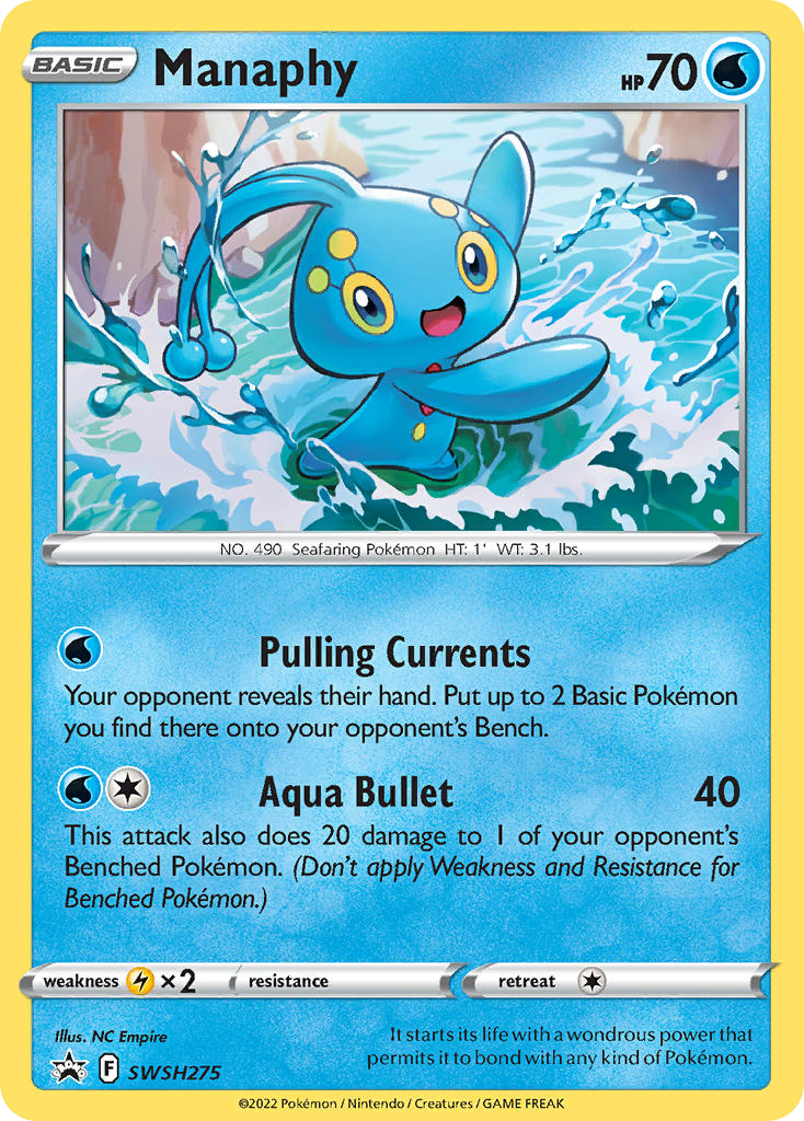 Manaphy SWSH275 Promo card from SWSH Black Star Promos