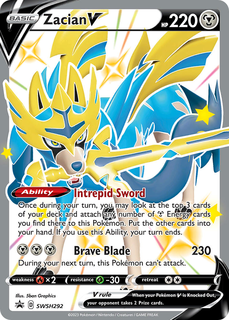 Zacian V SWSH292/307 Promo card from SWSH Black Star Promos