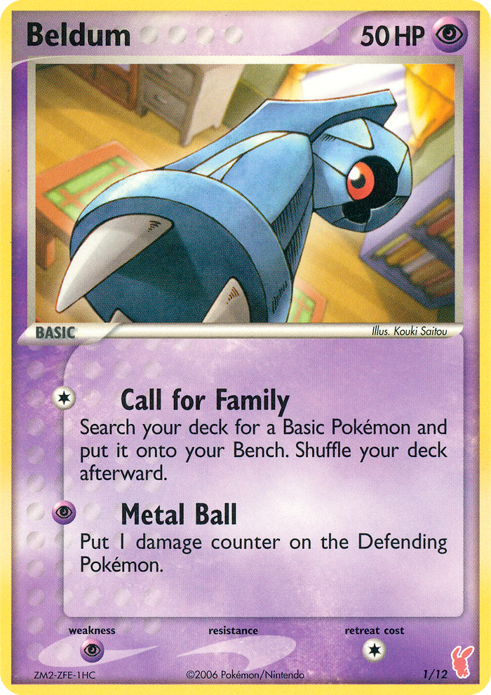 Beldum 1 Pokemon card from EX Trainer Kit 2 Plusle