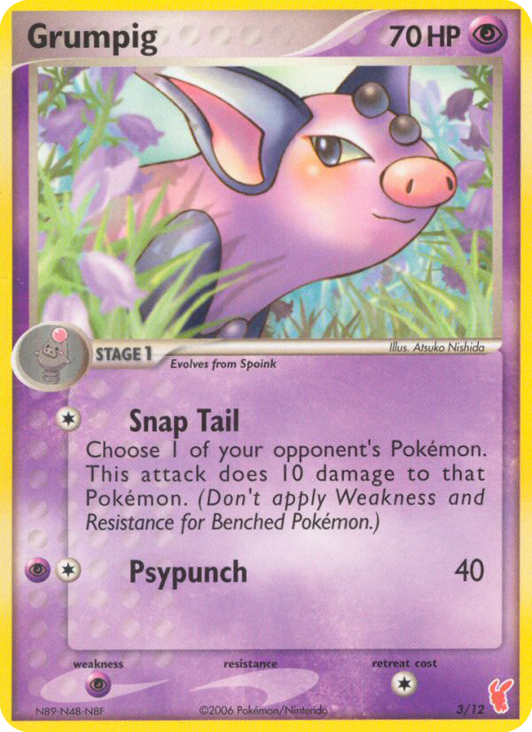 Grumpig 3 Pokemon card from EX Trainer Kit 2 Plusle