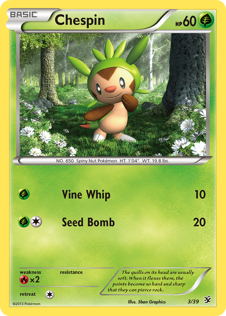 Chespin 3 Pokemon card from Kalos Starter Set