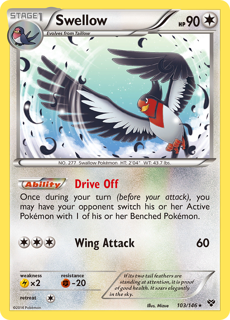 Swellow 103 Rare card from XY
