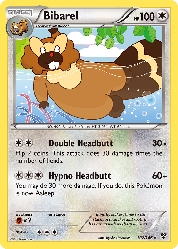 Bibarel 107/146 Rare card from XY