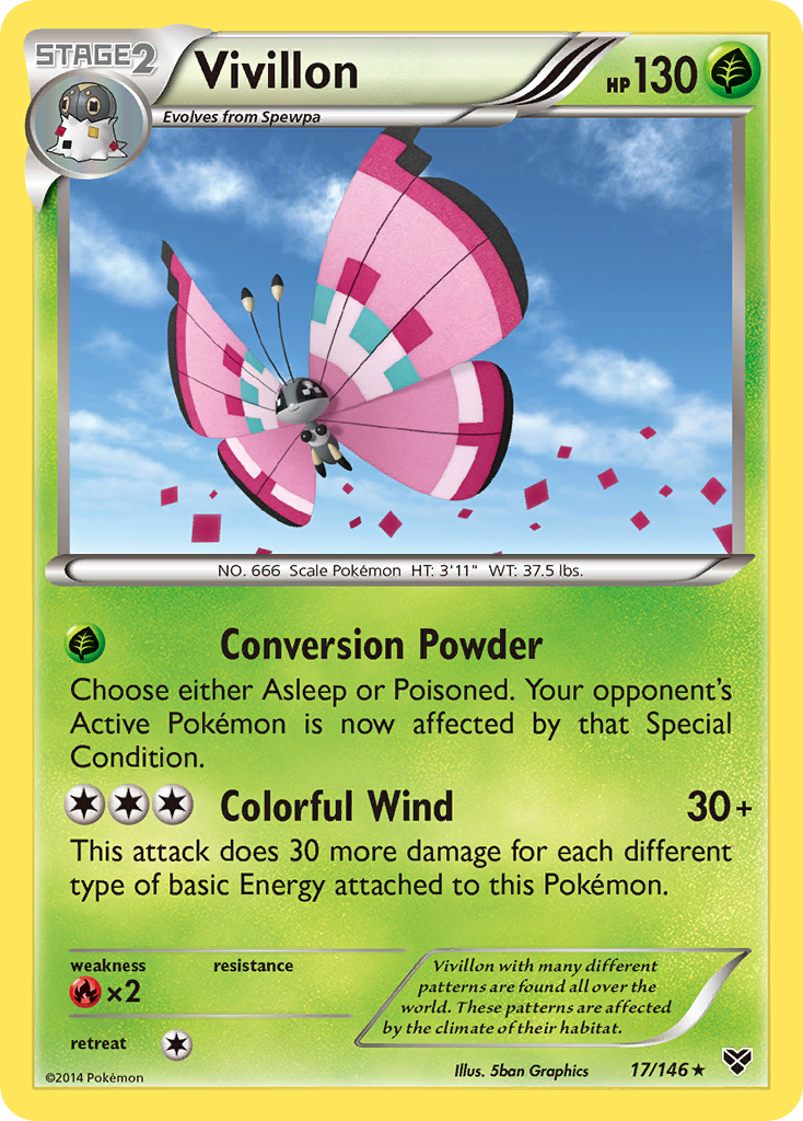 Vivillon 17 Rare Holo card from XY