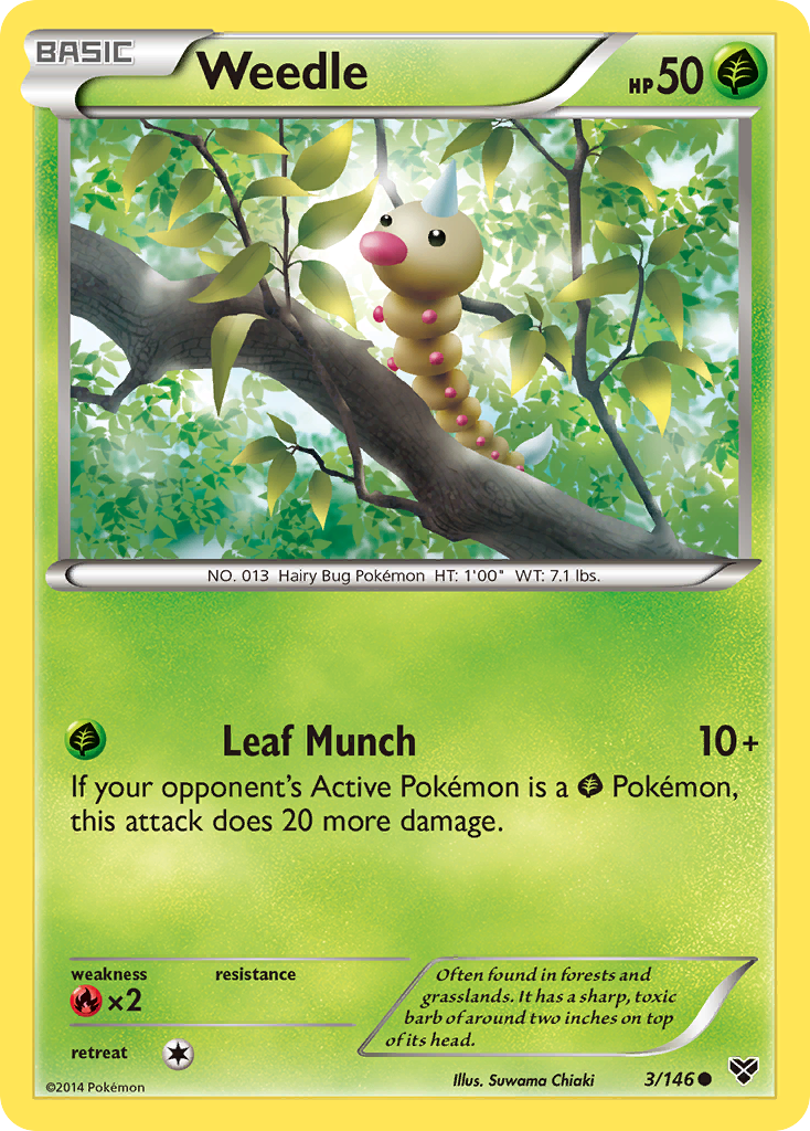 Weedle 3 Common card from XY