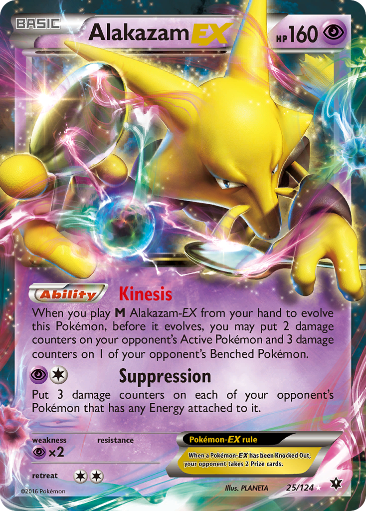 Alakazam-EX 25/124 Rare Holo EX card from Fates Collide