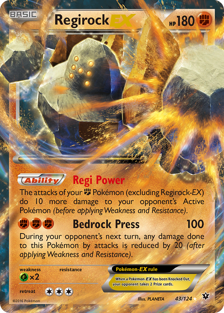 Regirock-EX 43 Rare Holo EX card from Fates Collide