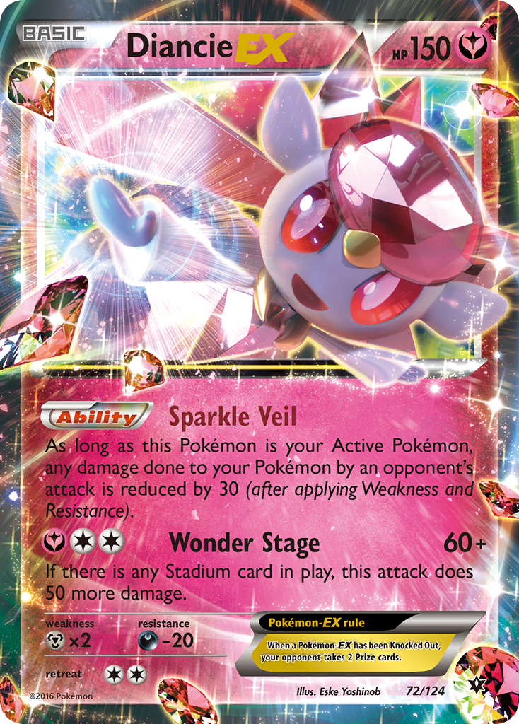 Diancie-EX 72/124 Rare Holo EX card from Fates Collide