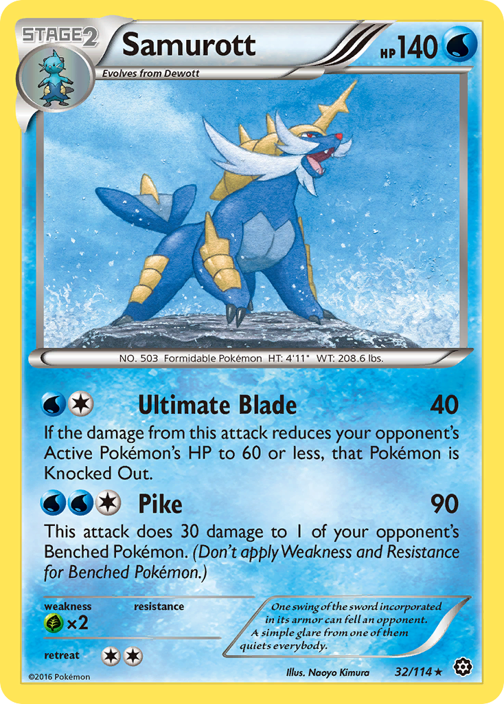 Samurott 32/114 Rare card from Steam Siege