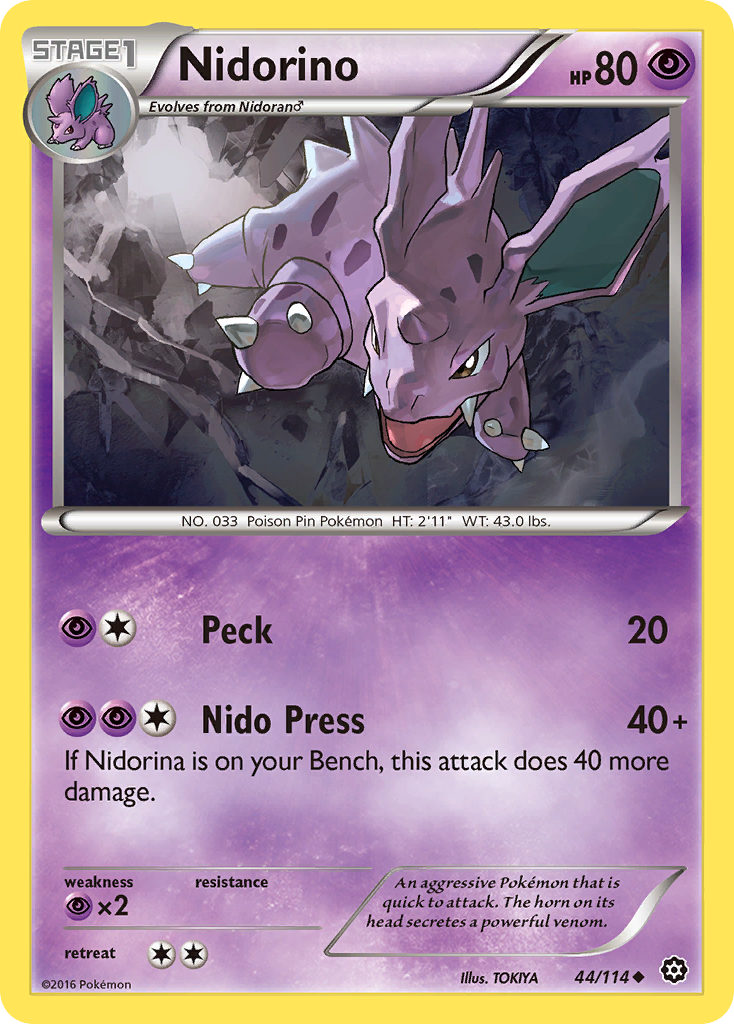 Nidorino 44 Uncommon card from Steam Siege