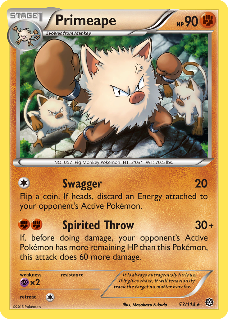 Primeape 53 Rare card from Steam Siege