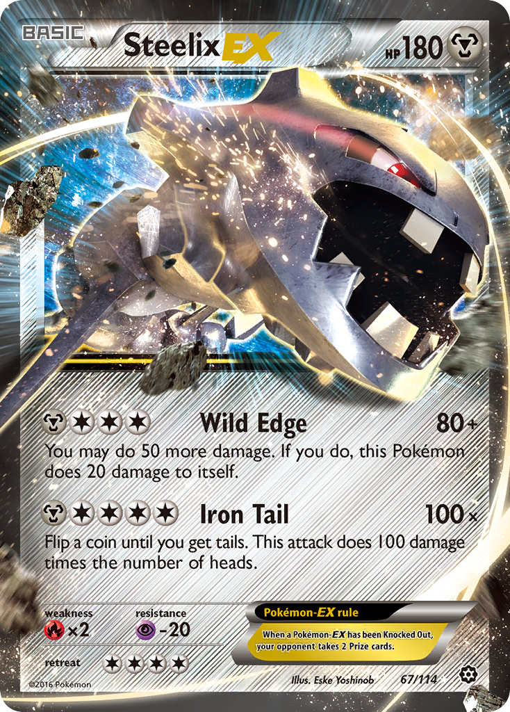 Steelix-EX 67/114 Rare Holo EX card from Steam Siege