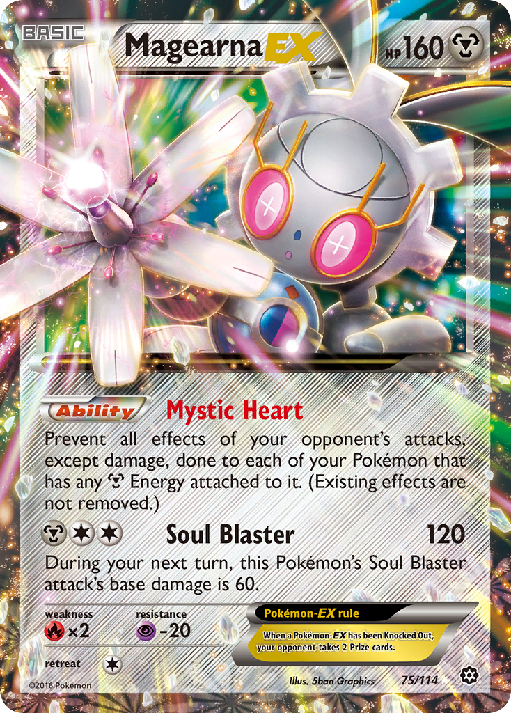 Magearna-EX 75 Rare Holo EX card from Steam Siege