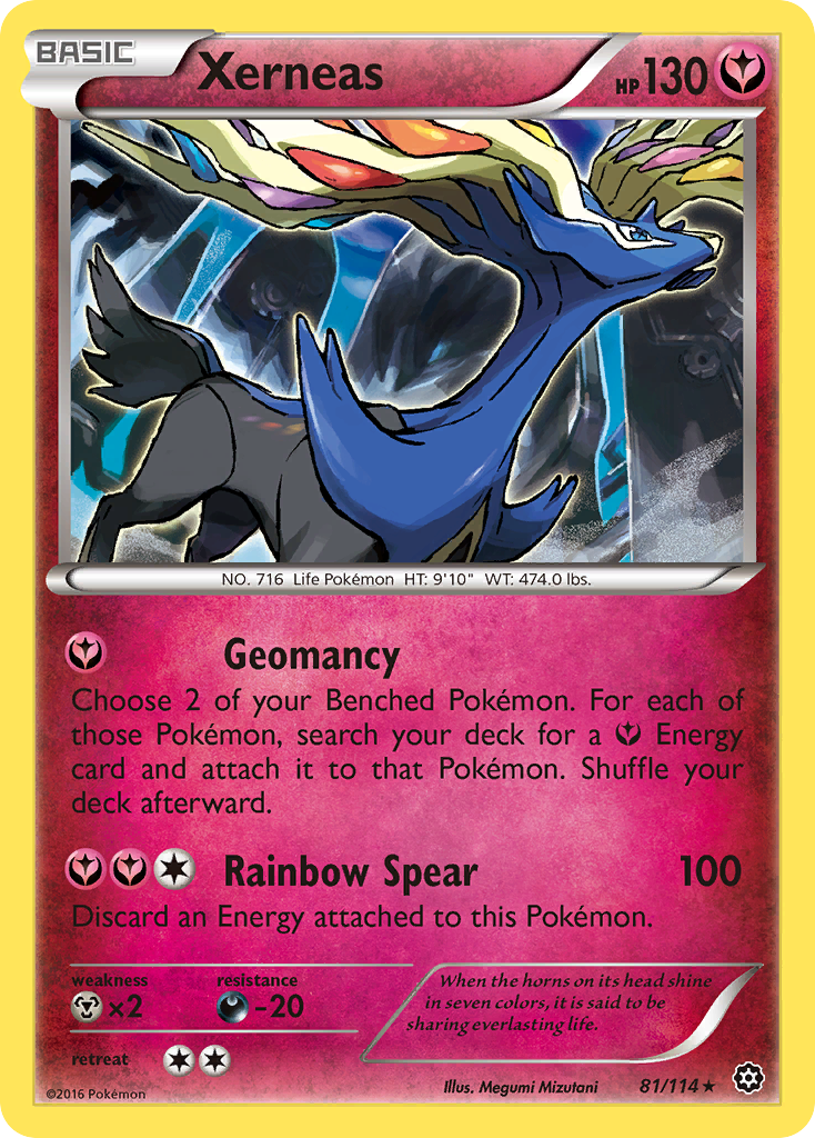 Xerneas 81 Rare Holo card from Steam Siege