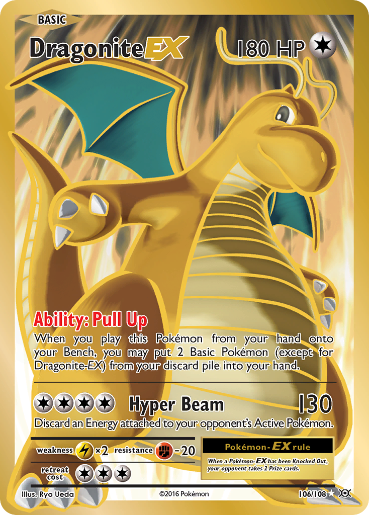 Dragonite-EX 106 Rare Ultra card from Evolutions