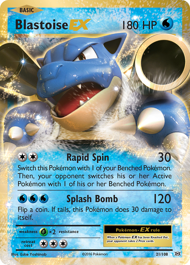 Blastoise-EX 21/108 Rare Holo EX card from Evolutions