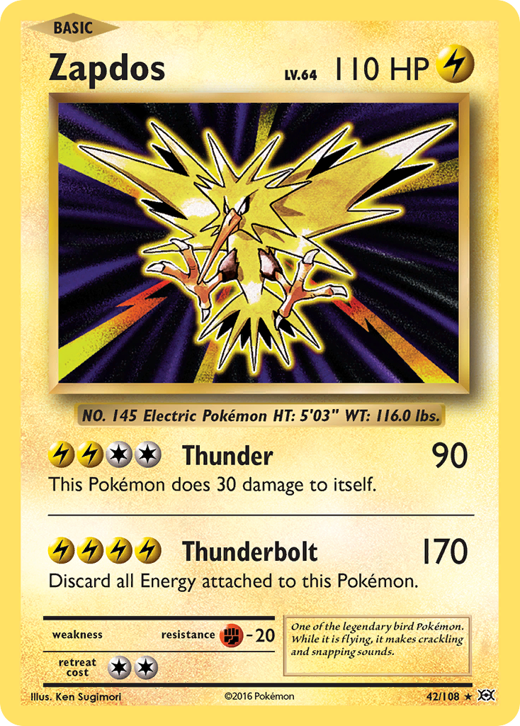 Zapdos 42/108 Rare Holo card from Evolutions