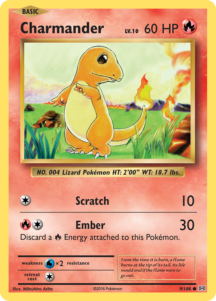 Charmander 9 Common card from Evolutions