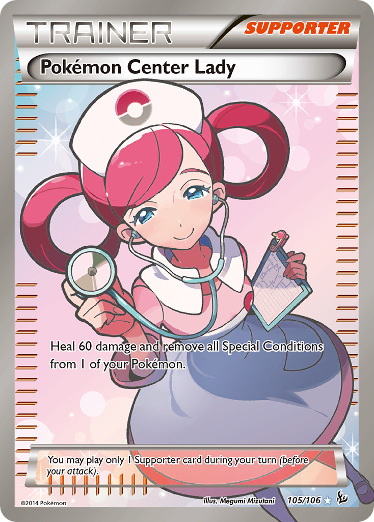 Pokémon Center Lady 105 Rare Ultra card from Flashfire