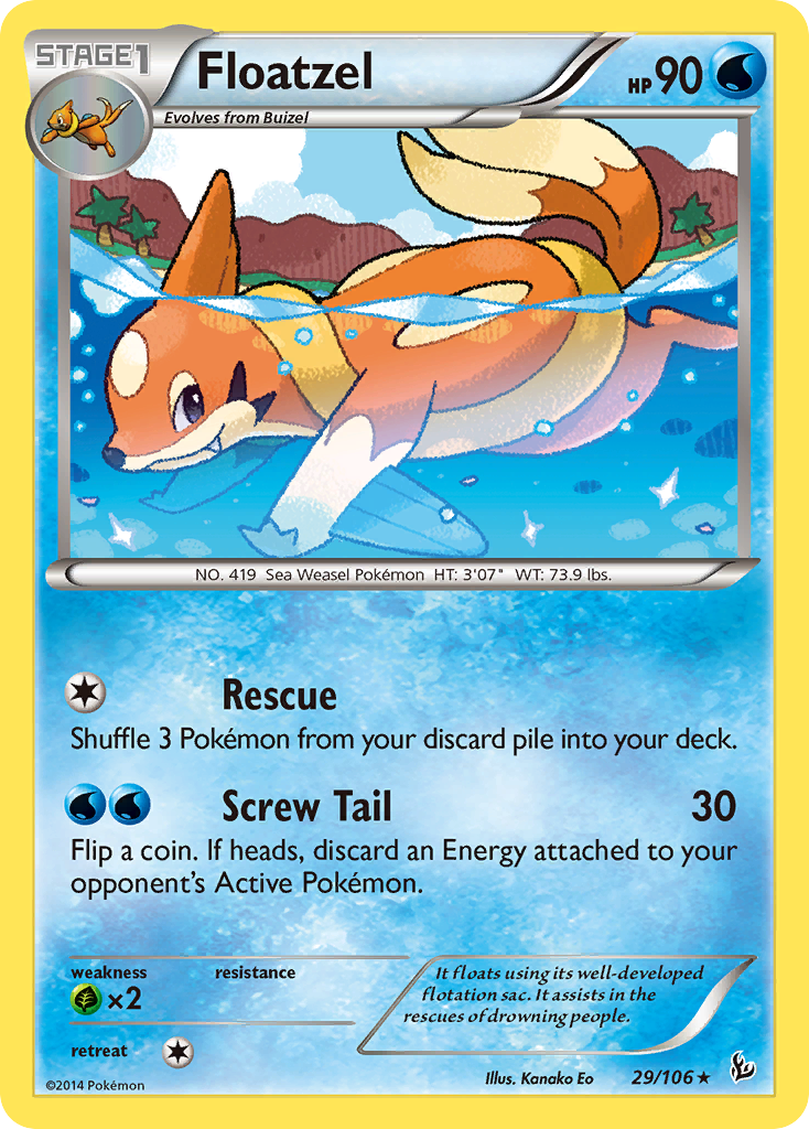 Floatzel 29 Rare card from Flashfire