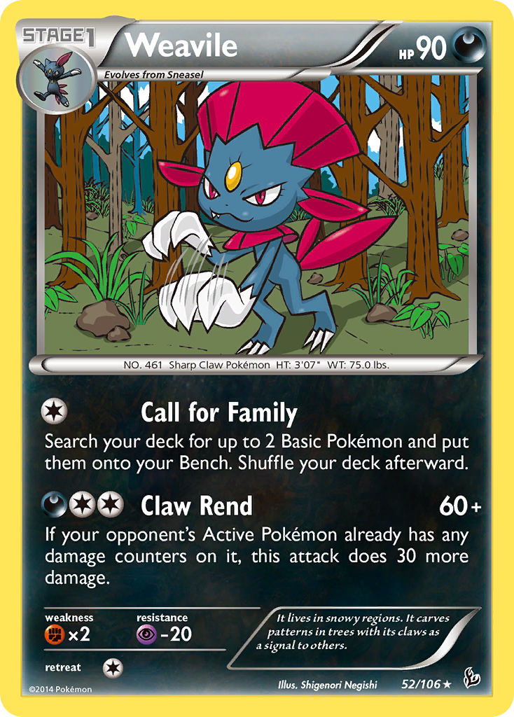Weavile 52 Rare card from Flashfire