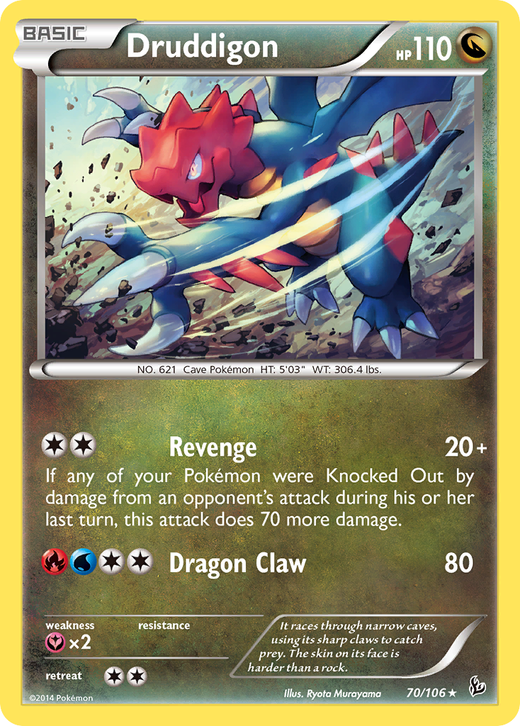Druddigon 70/106 Rare Holo card from Flashfire