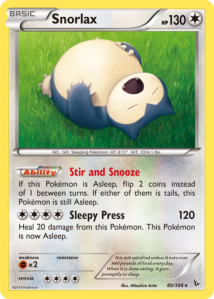 Snorlax 80 Rare card from Flashfire