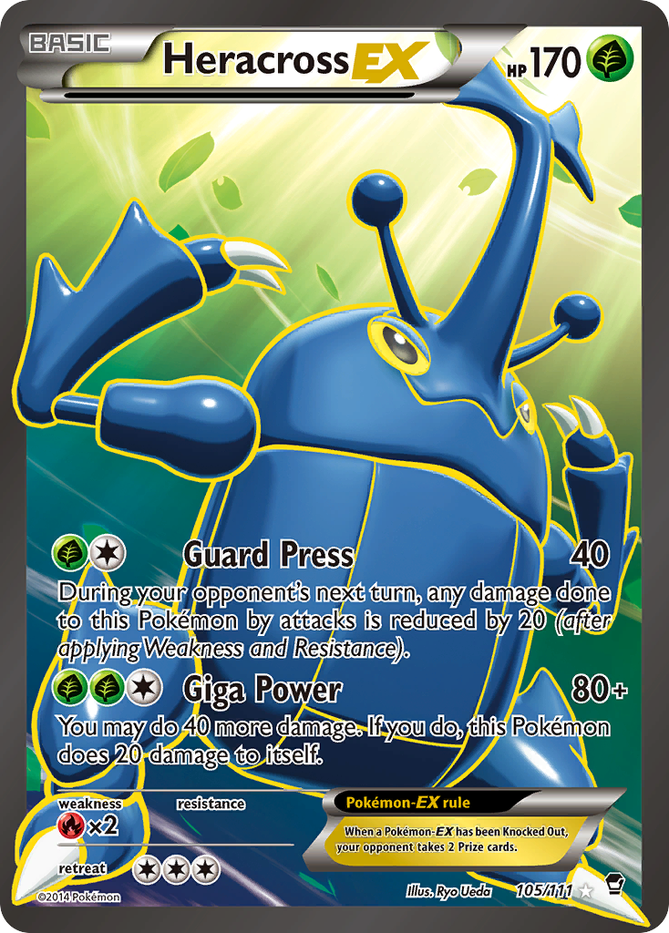 Heracross-EX 105 Rare Ultra card from Furious Fists