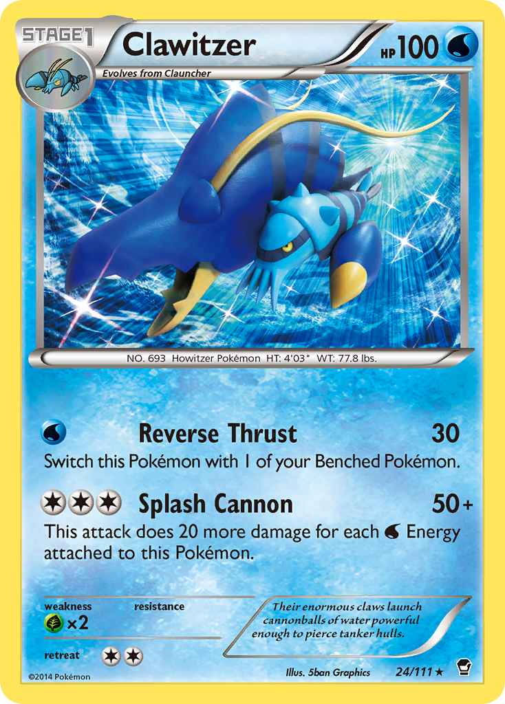 Clawitzer 24/111 Rare Holo card from Furious Fists
