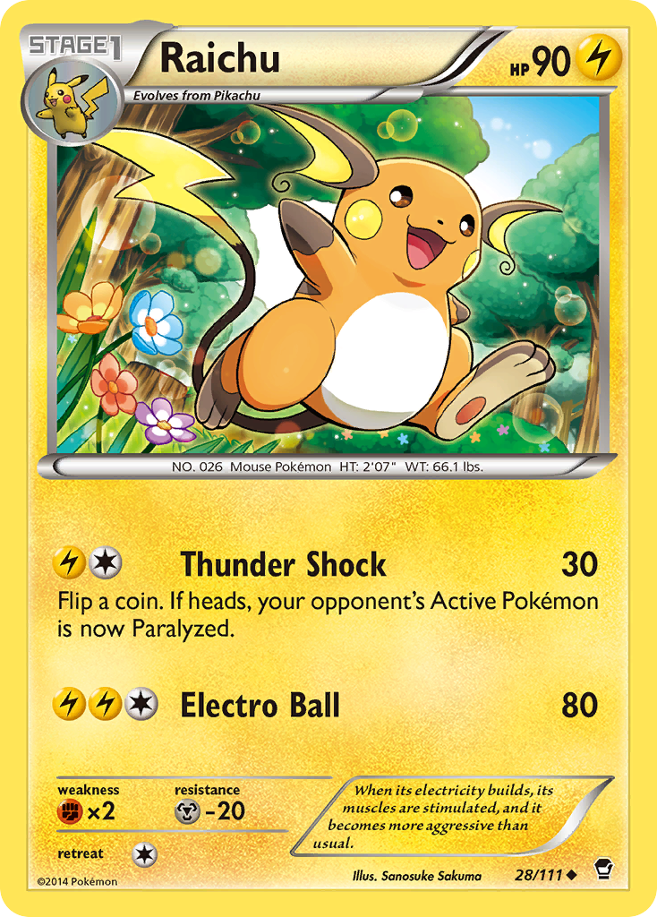 Raichu 28 Uncommon card from Furious Fists