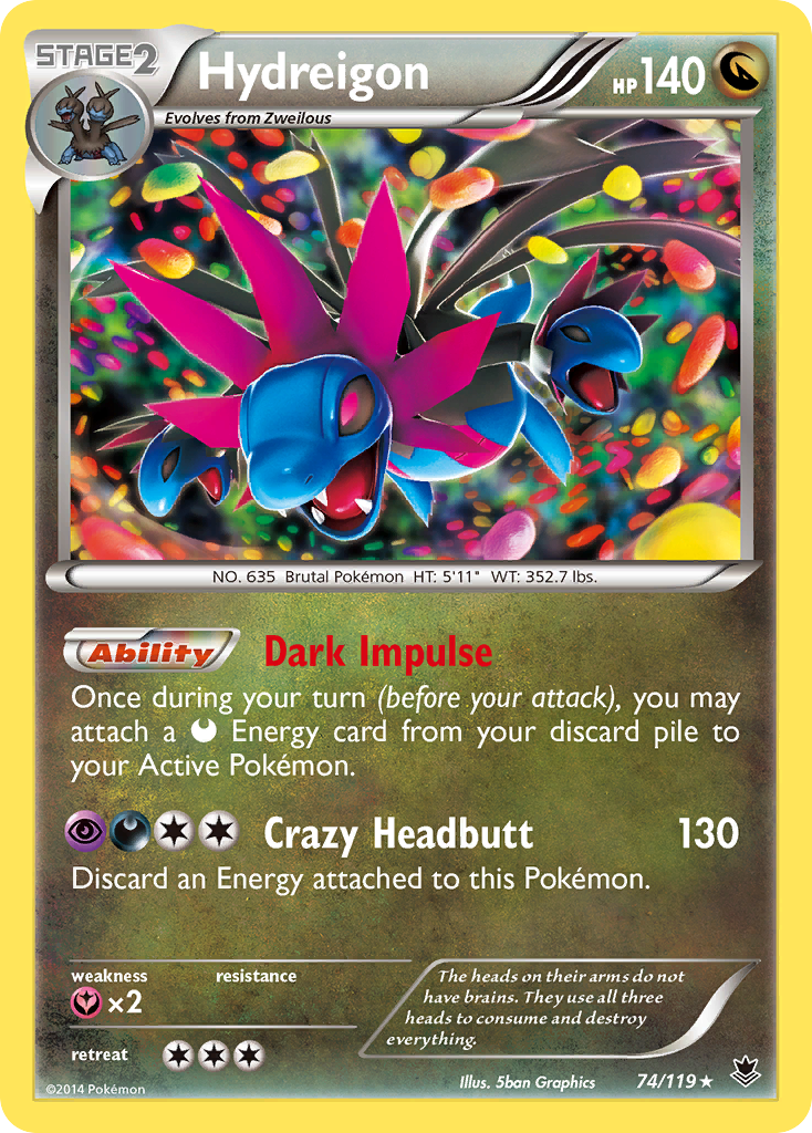 Hydreigon 74 Rare Holo card from Phantom Forces