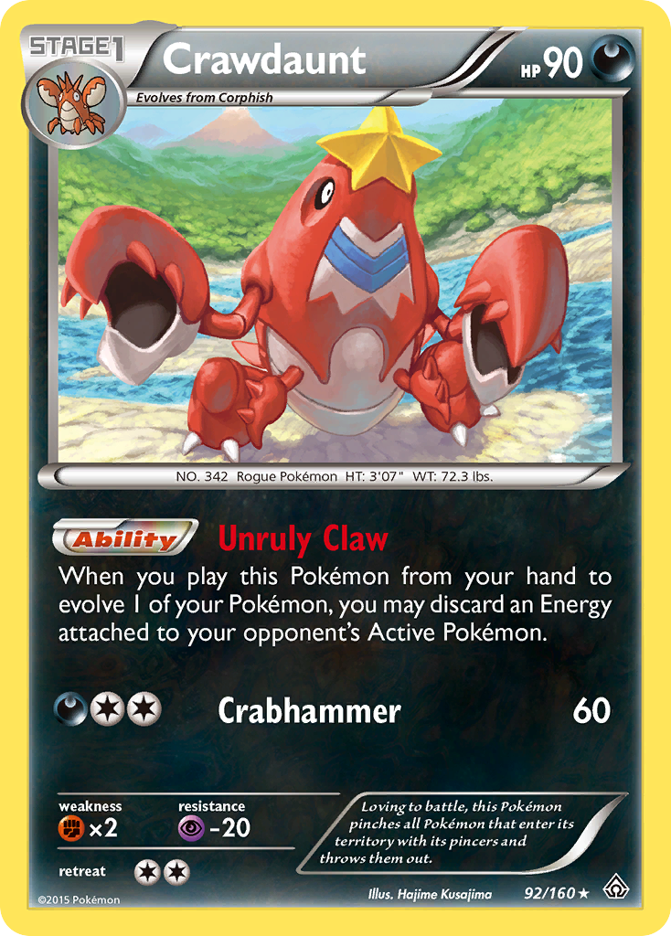 Crawdaunt 92 Rare Holo card from Primal Clash