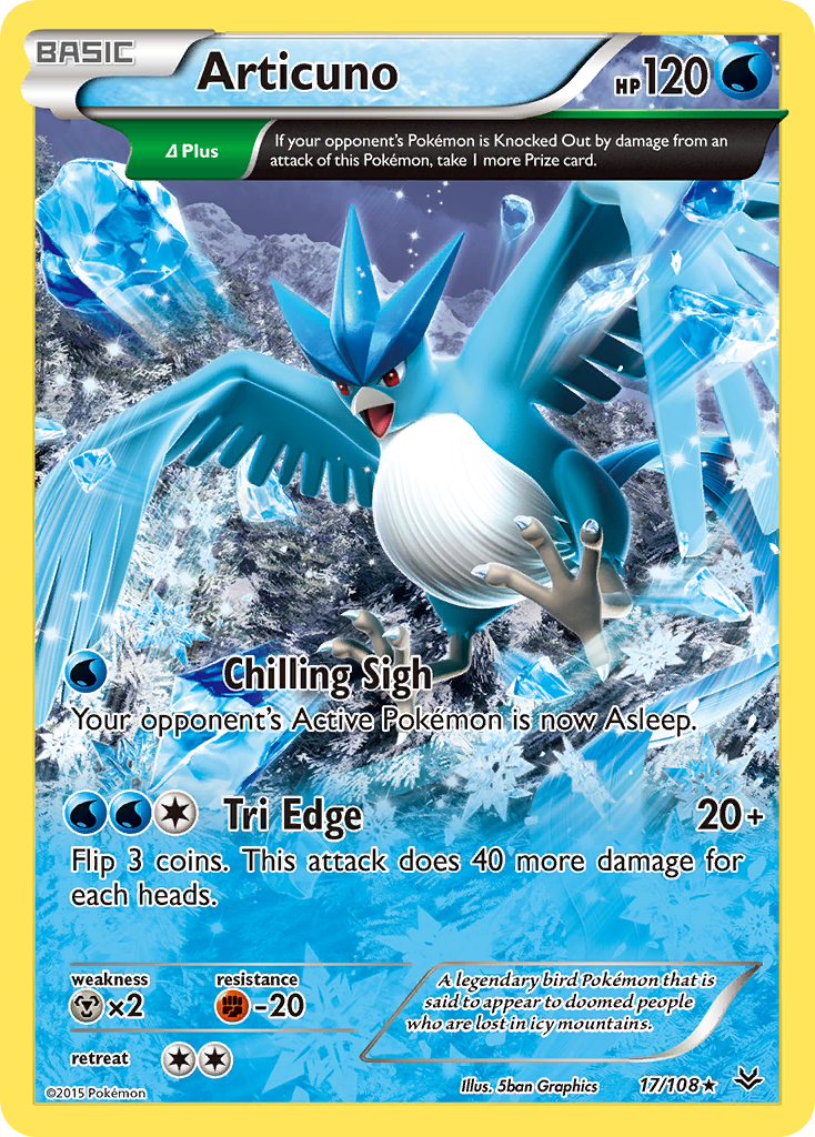 Articuno 17 Rare card from Roaring Skies