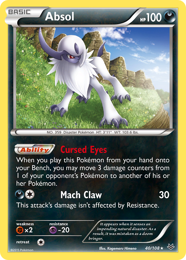 Absol 40 Rare Holo card from Roaring Skies