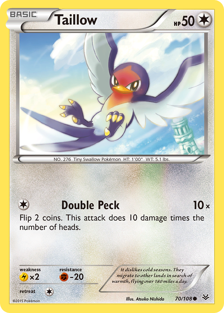 Taillow 70 Common card from Roaring Skies