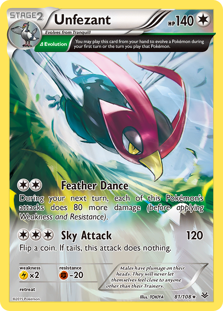 Unfezant 81 Rare card from Roaring Skies