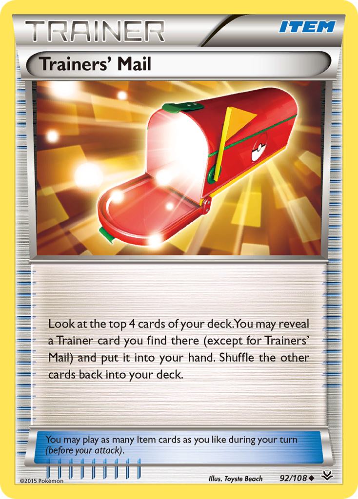 Trainers' Mail 92 Uncommon card from Roaring Skies