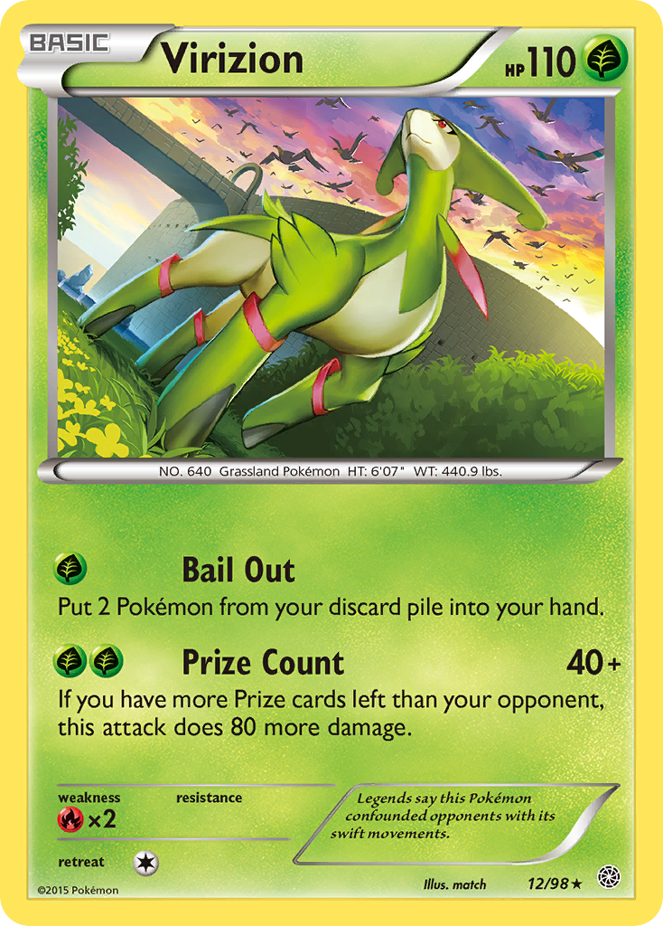 Virizion 12 Rare Holo card from Ancient Origins