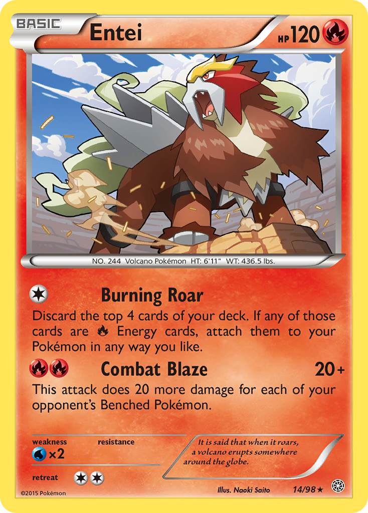Entei 14 Rare card from Ancient Origins
