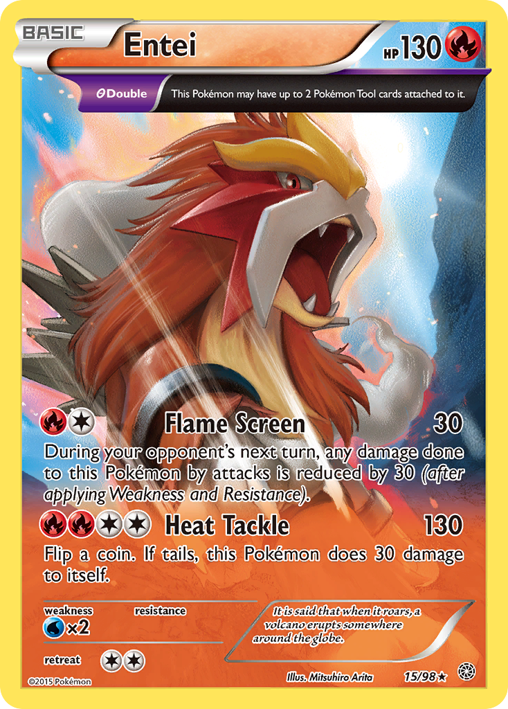Entei 15/98 Rare Holo card from Ancient Origins