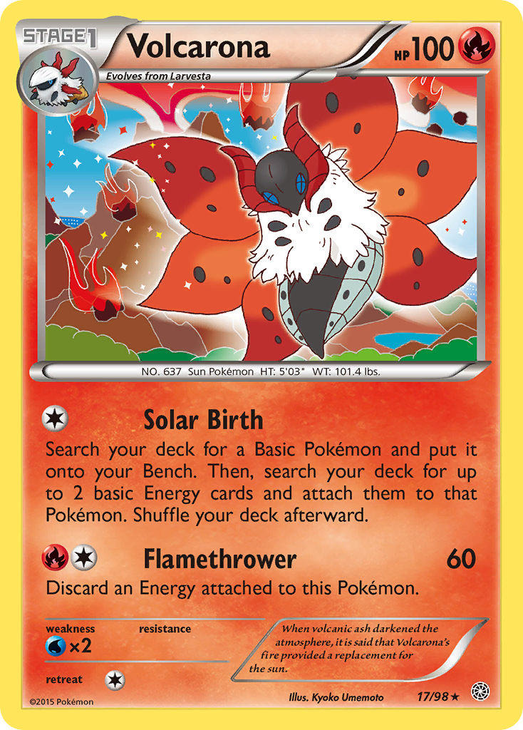 Volcarona 17 Rare Holo card from Ancient Origins