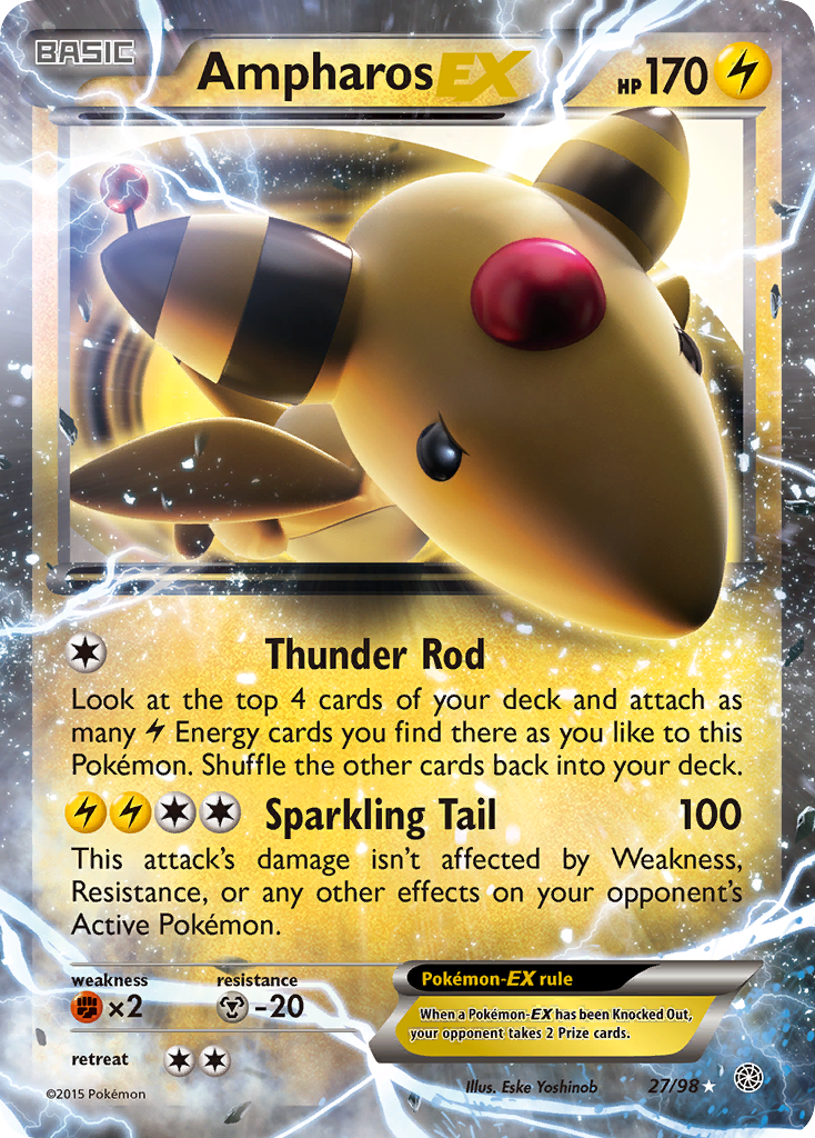 Ampharos-EX 27 Rare Holo EX card from Ancient Origins