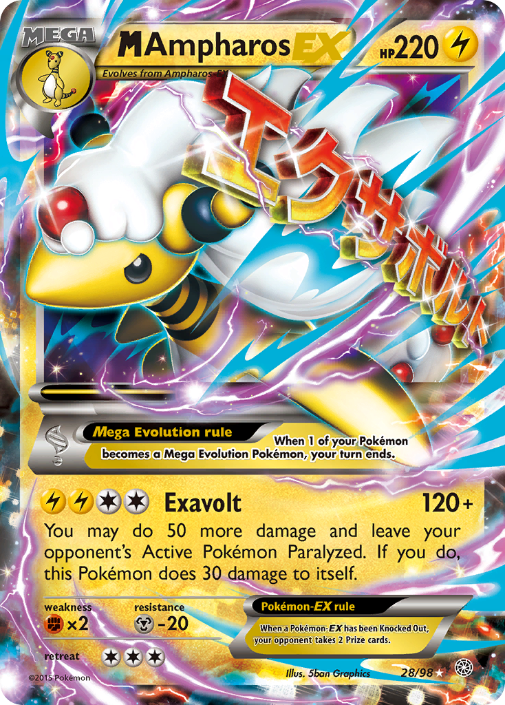 M Ampharos-EX 28 Rare Holo EX card from Ancient Origins