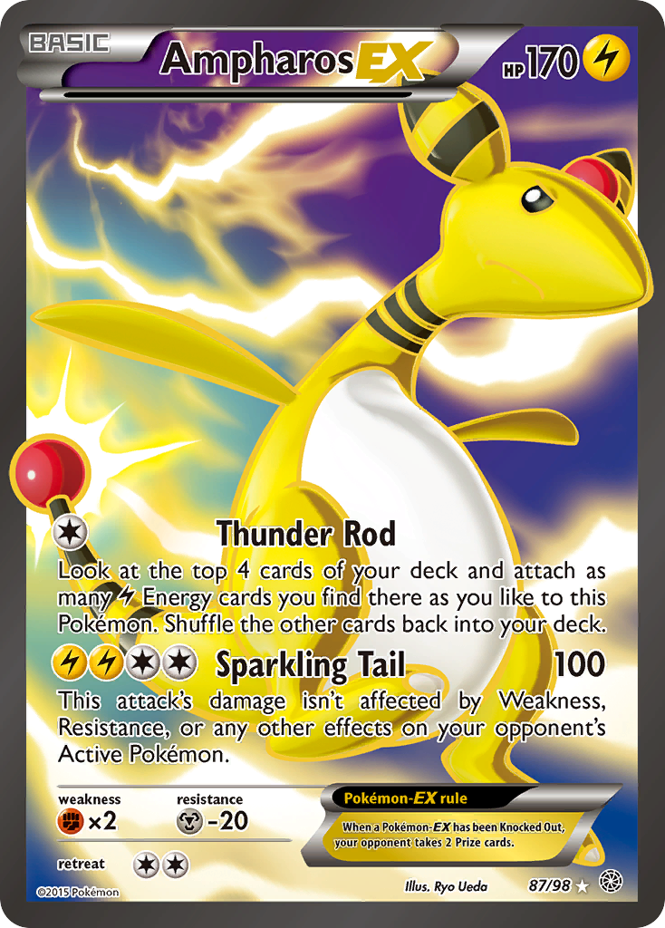 Ampharos-EX 87/98 Rare Ultra card from Ancient Origins